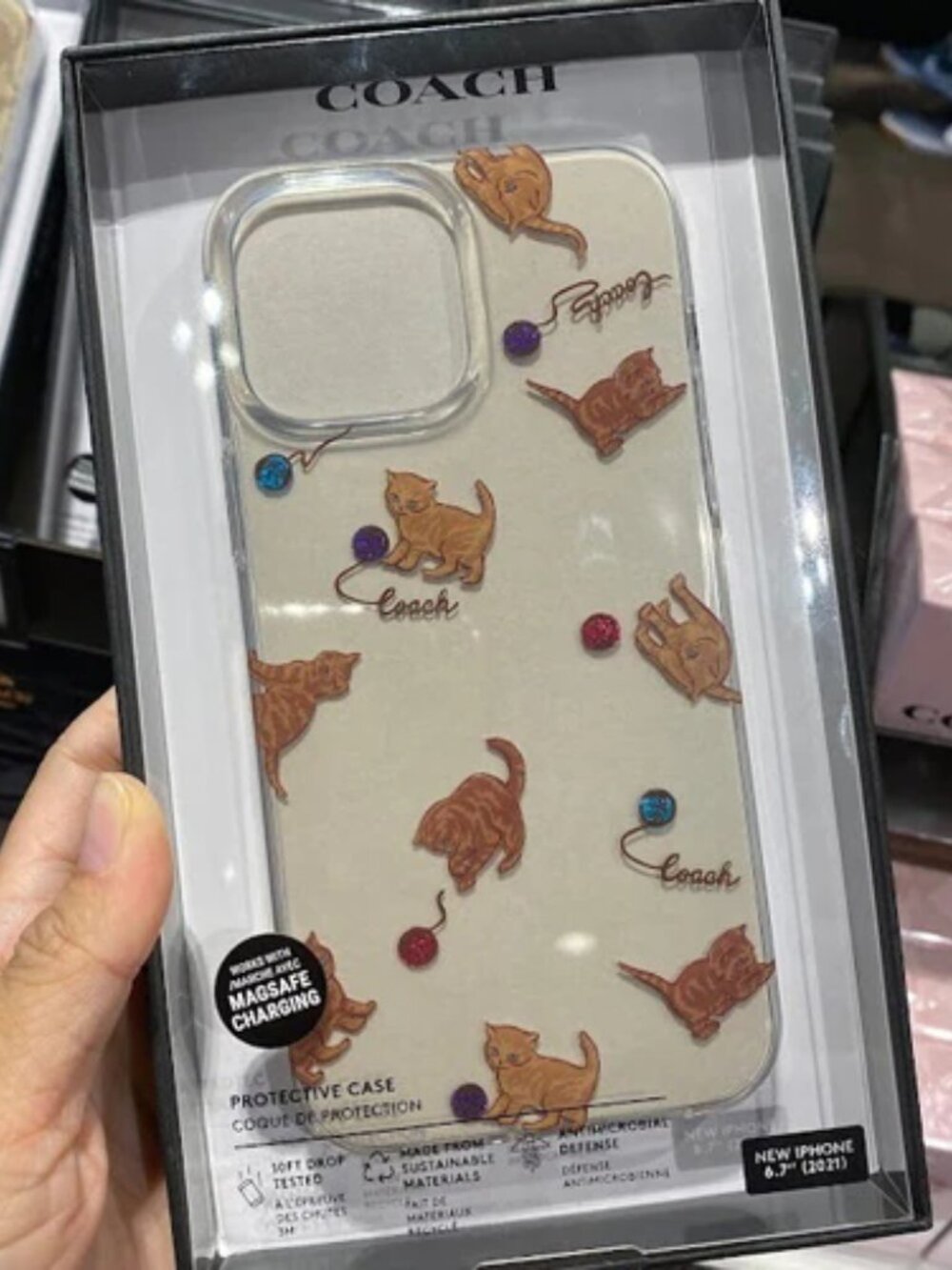 NWT Coach iPhone 13 Pro Max Case Cat Dance Print MagSafe Compatible C8108